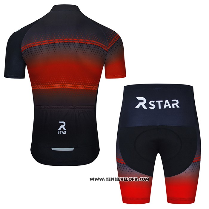 2021 Maillot Cyclisme R Star Noir Orange Manches Courtes et Cuissard